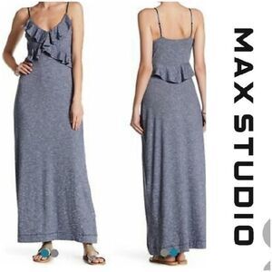 Max Studio Women's ruffle v neck front maxi dress Size Medium